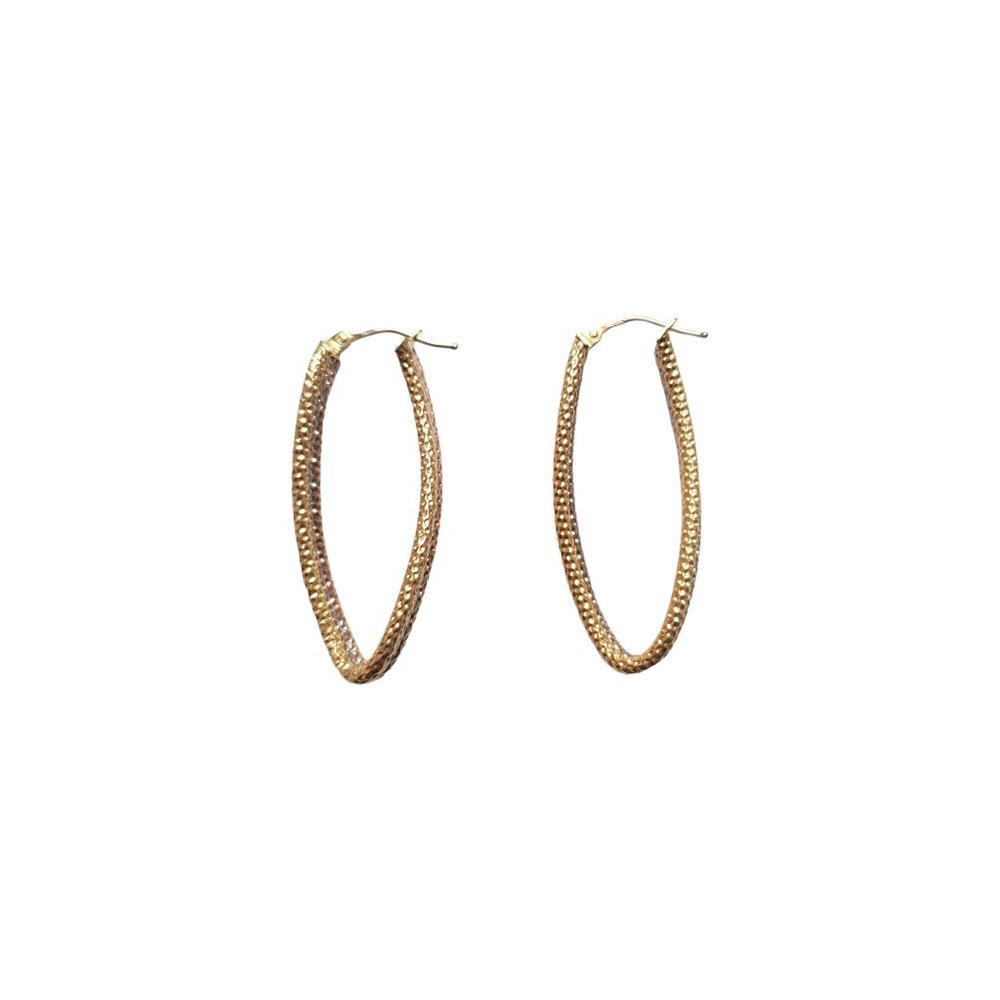 Vintage 14K Tri Gold 3 Tone Twist Hoop Earrings #12073